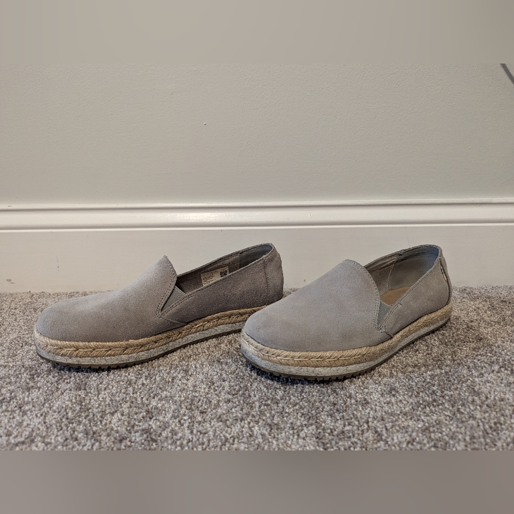Toms espadrilles Palma drizzle grey suede slip-on size 7.5